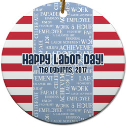 Labor Day Round Ceramic Ornament w/ Name or Text