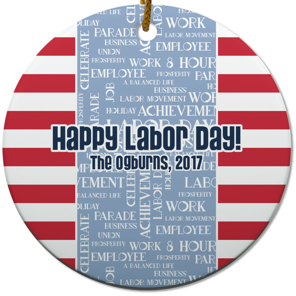 Labor Day Ceramic Flat Ornament - Circle (Front)