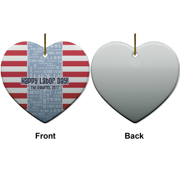 Labor Day Ceramic Flat Ornament - Heart Front & Back (APPROVAL)