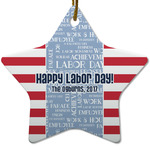 Labor Day Star Ceramic Ornament w/ Name or Text