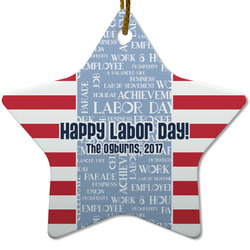 Labor Day Star Ceramic Ornament w/ Name or Text
