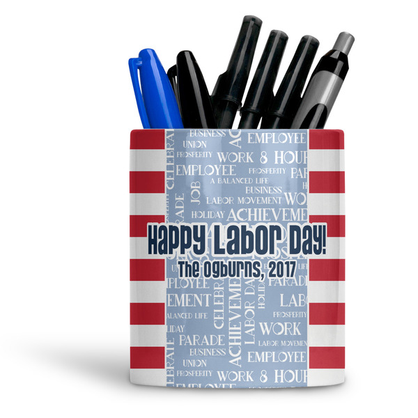 Custom Labor Day Ceramic Pen Holder