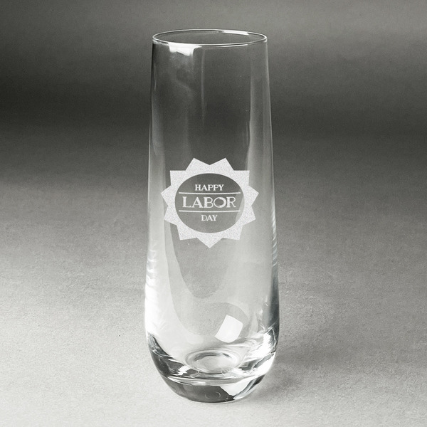 Custom Labor Day Champagne Flute - Stemless Engraved - Single