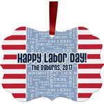 Labor Day Metal Frame Ornament - Double Sided w/ Name or Text