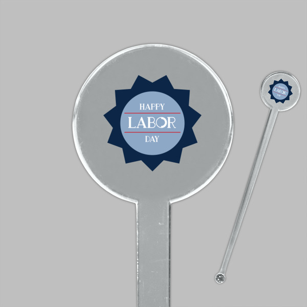 Labor Day Clear Plastic 7" Stir Stick - Round - Closeup