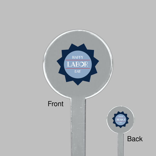 Labor Day Clear Plastic 7" Stir Stick - Round - Front & Back
