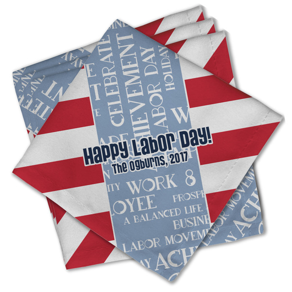 Custom Labor Day Cloth Cocktail Napkins - Set of 4 w/ Name or Text