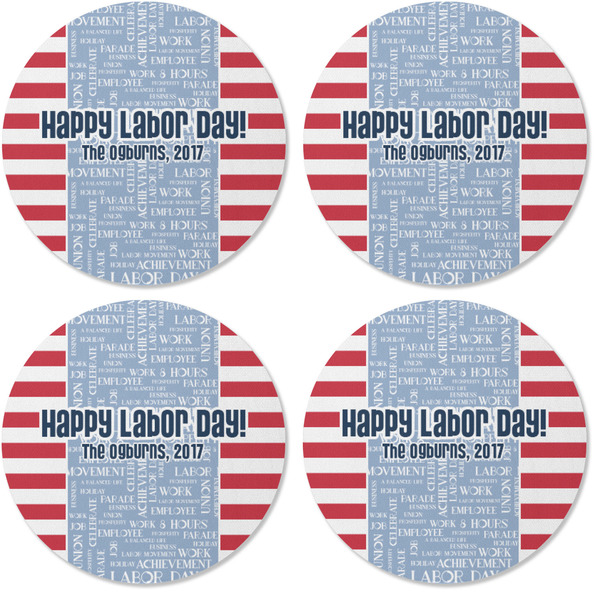 Labor Day Coaster Round Rubber Back - Apvl