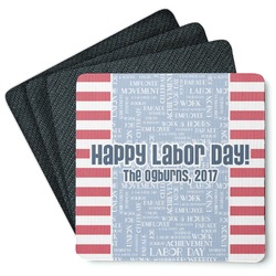 Labor Day Square Rubber Backed Coasters - Set of 4 (Personalized)