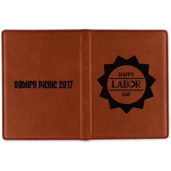 Labor Day Cognac Leather Passport Holder Outside Double Sided - Apvl