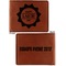 Labor Day Cognac Leatherette Bifold Wallets - Front and Back