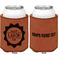 Labor Day Cognac Leatherette Can Sleeve - Double Sided Front and Back