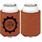Labor Day Cognac Leatherette Can Sleeve - Single Sided Front and Back