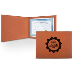 Labor Day Leatherette Certificate Holder - Front