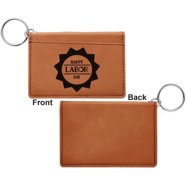 Labor Day Cognac Leatherette Keychain ID Holders - Front Apvl