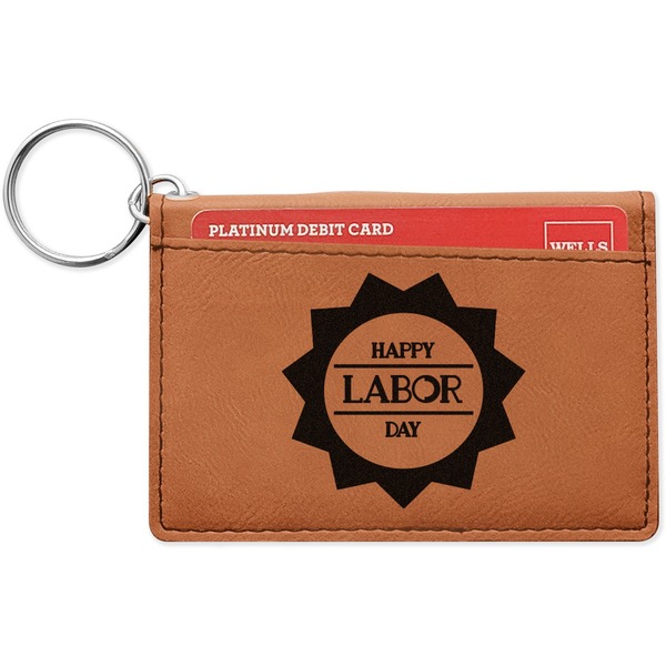 Custom Labor Day Leatherette Keychain ID Holder - Single Sided