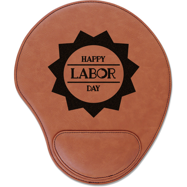 Custom Labor Day Leatherette Mouse Pad with Wrist Support