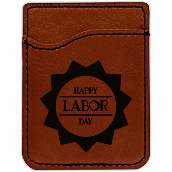 Labor Day Cognac Leatherette Phone Wallet close up