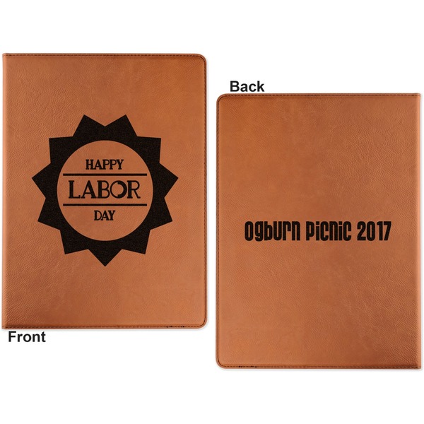 Labor Day Cognac Leatherette Portfolios with Notepad - Small - Double Sided- Apvl