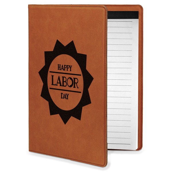Custom Labor Day Leatherette Portfolio with Notepad - Small - Double Sided (Personalized)
