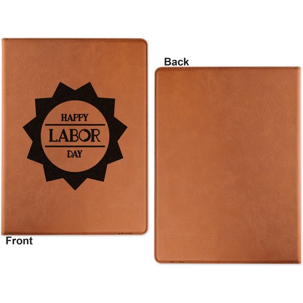 Labor Day Cognac Leatherette Portfolios with Notepad - Small - Single Sided- Apvl
