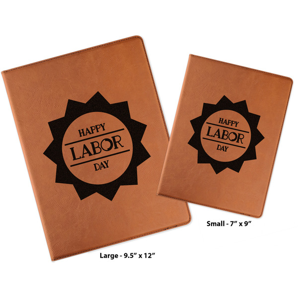 Labor Day Cognac Leatherette Portfolios with Notepad - Compare Sizes