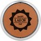 Labor Day Cognac Leatherette Round Coasters w/ Silver Edge - Single