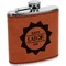 Labor Day Cognac Leatherette Wrapped Stainless Steel Flask