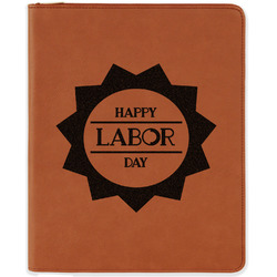Labor Day Leatherette Zipper Portfolio with Notepad - Double Sided (Personalized)