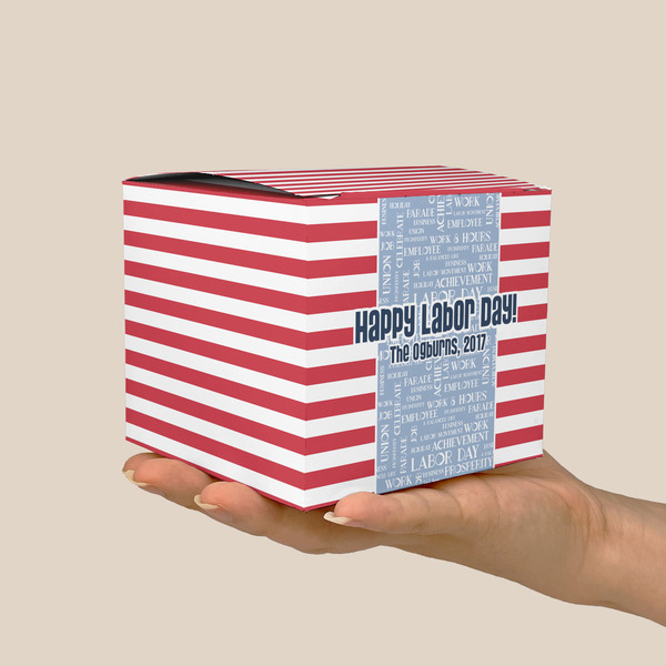 Labor Day Cube Favor Gift Box - On Hand - Scale View