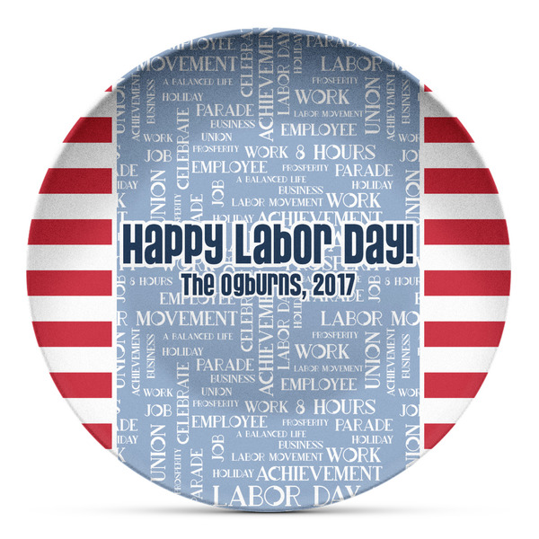 Custom Labor Day Microwave Safe Plastic Plate - Composite Polymer (Personalized)