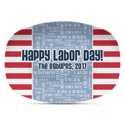 Labor Day Plastic Platter - Microwave & Oven Safe Composite Polymer (Personalized)