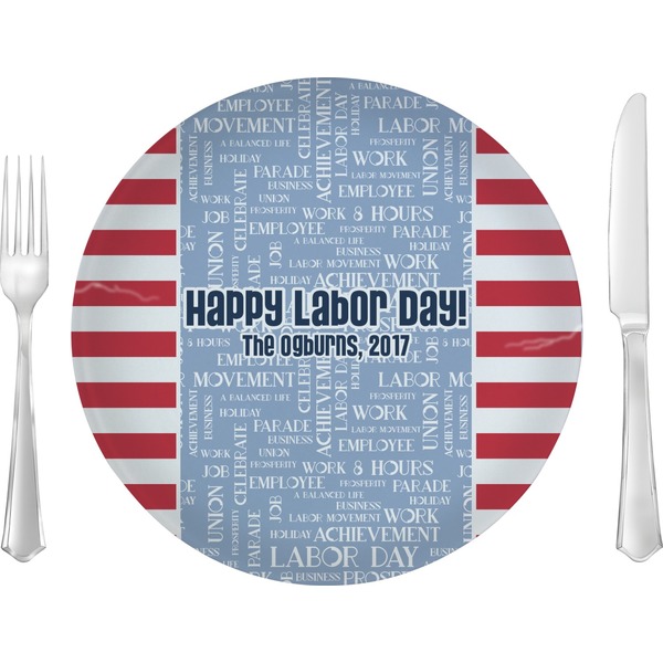 Custom Labor Day Glass Lunch / Dinner Plate 10" (Personalized)