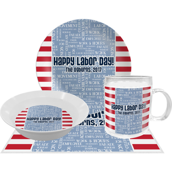 Custom Labor Day Dinner Set - Single 4 Pc Setting w/ Name or Text