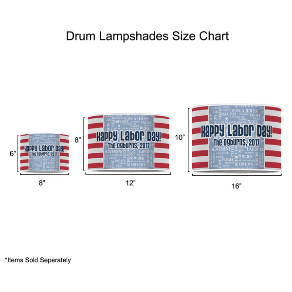 Labor Day Drum Lampshades - Sizing Chart