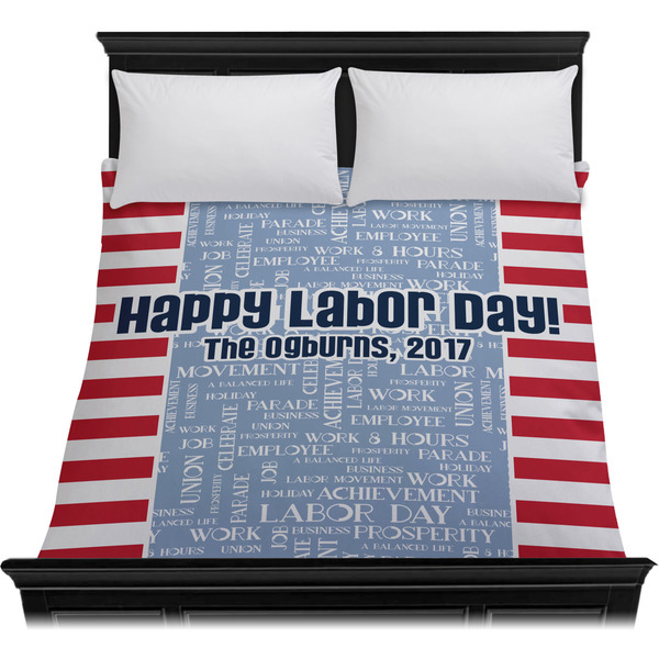 Labor Day Duvet Cover - Queen - On Bed - No Prop