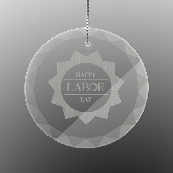 Custom Labor Day Engraved Glass Ornament - Round