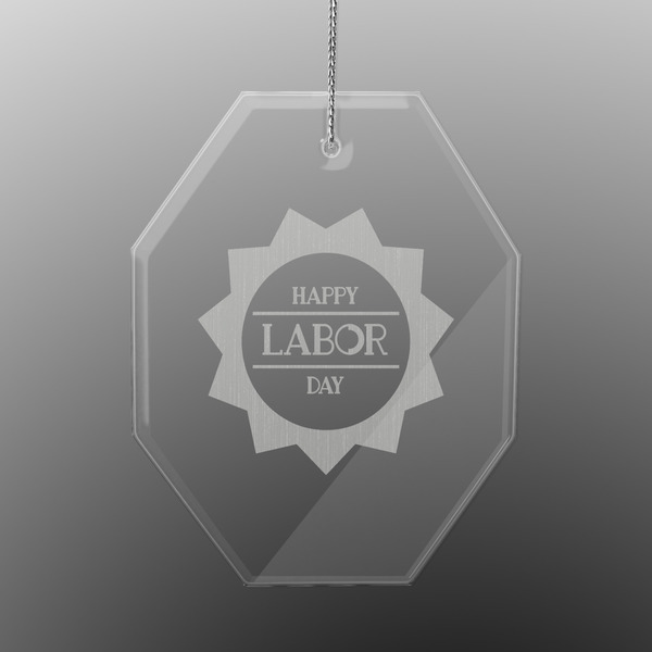 Custom Labor Day Engraved Glass Ornament - Octagon
