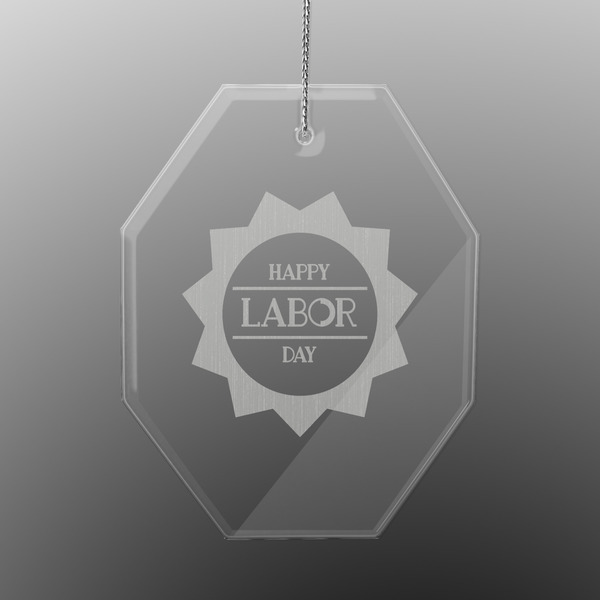 Labor Day Engraved Glass Ornaments - Octagon