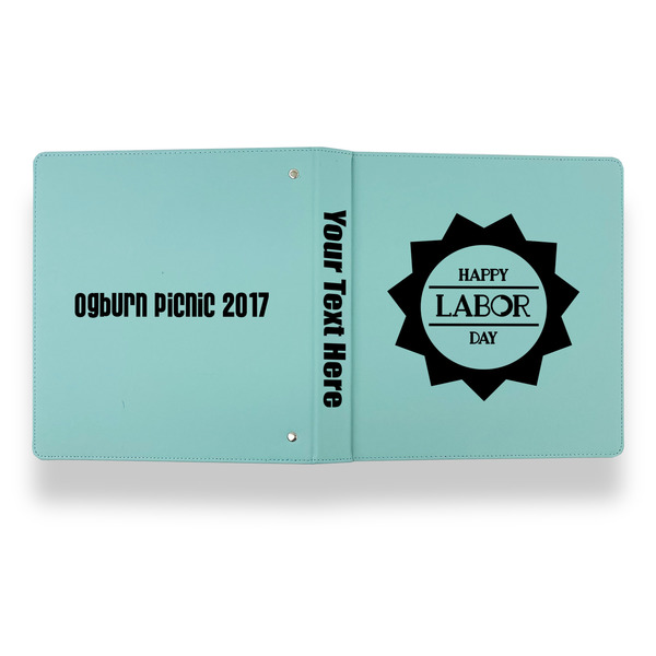 Labor Day Leather Binder - 1" - Teal - Back Spine Front View