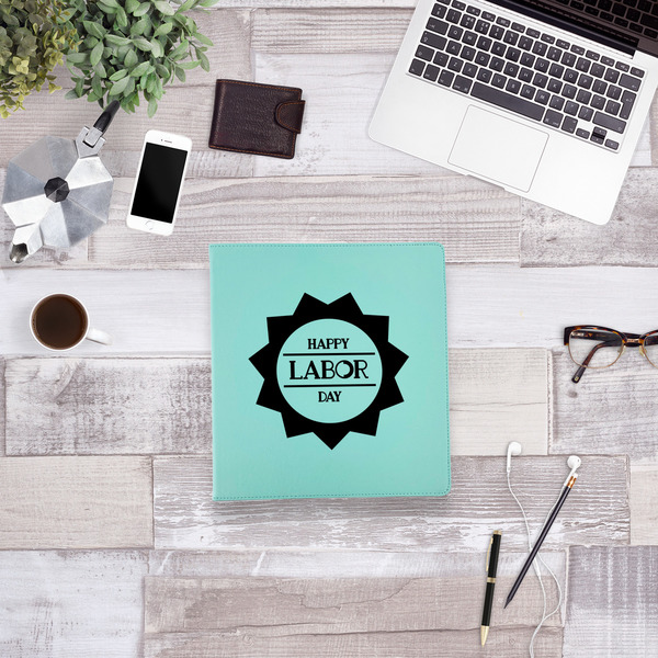 Labor Day Leather Binder - 1" - Teal - Lifestyle View