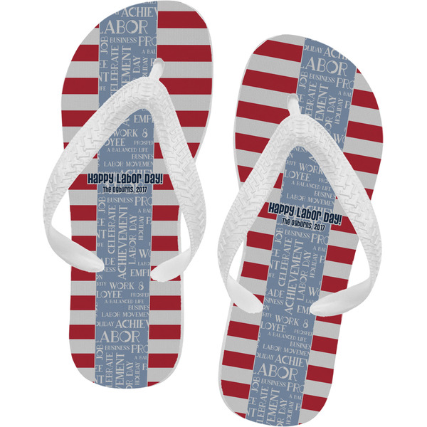 Custom Labor Day Flip Flops - Large (Personalized)