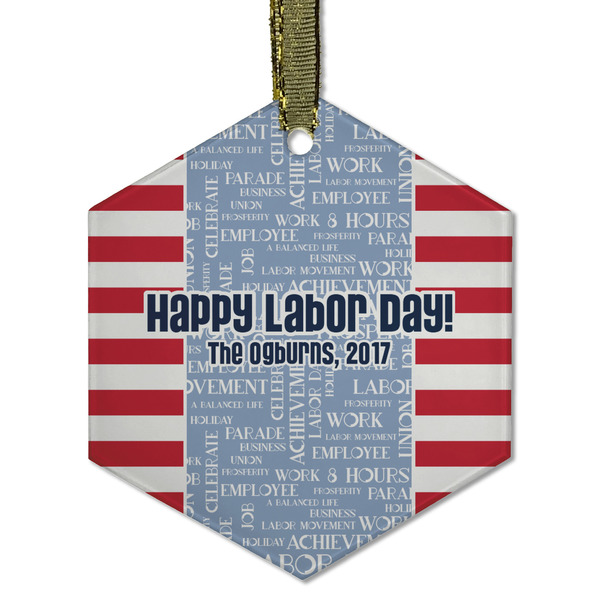 Labor Day Frosted Glass Ornament - Hexagon