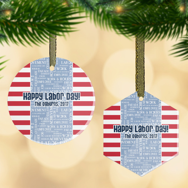 Custom Labor Day Flat Glass Ornament w/ Name or Text
