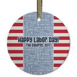 Labor Day Flat Glass Ornament - Round w/ Name or Text