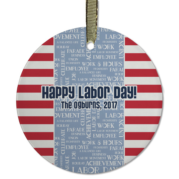 Labor Day Frosted Glass Ornament - Round
