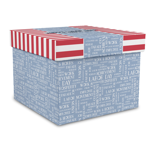 Custom Labor Day Gift Box with Lid - Canvas Wrapped - Large (Personalized)