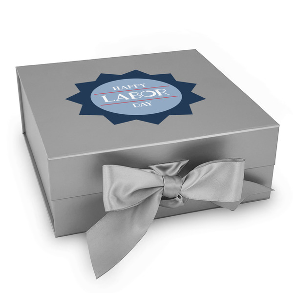 Custom Labor Day Gift Box with Magnetic Lid - Silver