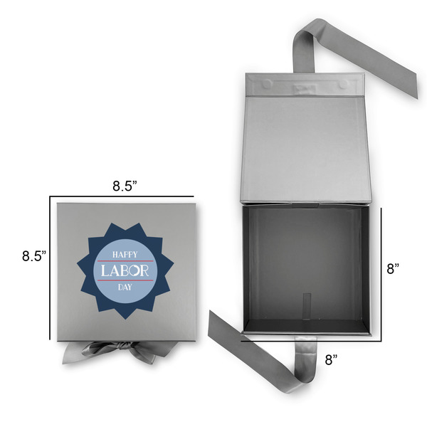 Labor Day Gift Boxes with Magnetic Lid - Silver - Open & Closed