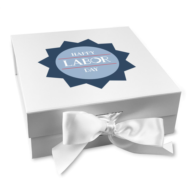 Custom Labor Day Gift Box with Magnetic Lid - White